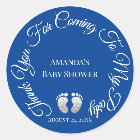 Sticker Rond Merci D'Être Venu À Mon Baby shower De Parti Royal (Devant)