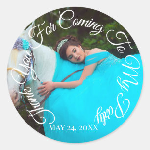 Sticker Rond Merci D'Être Venu À Mon Parti Photo Diplômé