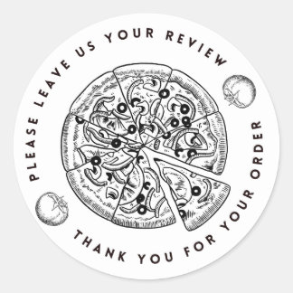 Sticker Rond Merci d'examen du congé de pizza noir et blanc