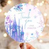 Sticker Rond Merci d'hiver Snowflakes Fille Neige Anniversaire