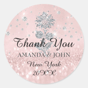 Sticker Rond Merci Diamond Nom Mariage Bridal Sweet16e