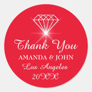 Sticker Rond Merci Diamond Nom Mariage Bridal Sweet16e