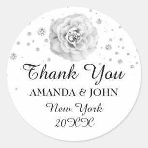 Sticker Rond Merci Diamond Nom Mariage Bridal Sweet16e