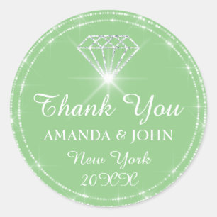 Sticker Rond Merci Diamond Nom Mariage Bridal Sweet16e