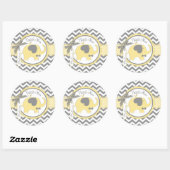 Sticker Rond Merci d'impression Chevron cravate jaune éléphant (Feuille)