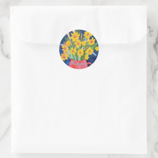 Sticker Rond Merci d'impression des fleurs (Sac)