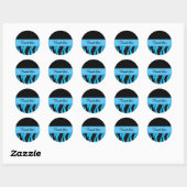 Sticker Rond Merci d'impression noir et bleu Zebra (Feuille)