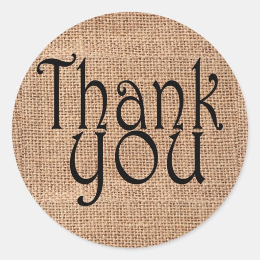 Sticker Rond Merci d'impression simple et rustique (Devant)