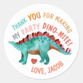 Sticker Rond Merci Dino-Mite Aquarelle Dinosaur (Devant)