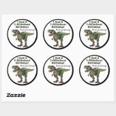 Sticker Rond Merci Dino T-Rex Dinosaur Anniversaire (Feuille)