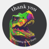 Sticker Rond Merci Dinosaur fête d'anniversaire (Devant)