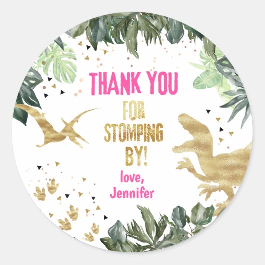 Sticker Rond Merci Dinosaure (Devant)