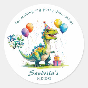 Sticker Rond Merci Dinosaure Aquarelle