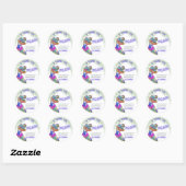Sticker Rond Merci dinosaure coloré (Feuille)