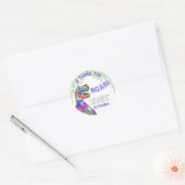 Sticker Rond Merci dinosaure coloré (Enveloppe)