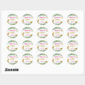 Sticker Rond Merci Dinosaure Stomping Par Fille Anniversaire (Feuille)