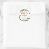 Sticker Rond Merci Dinosaure Stomping Par Fille Anniversaire (Sac)