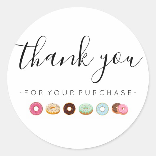 Sticker Rond Merci Donut pour votre achat (Devant)