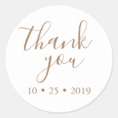 Sticker Rond Merci d'or blanc élégant mariage (Devant)