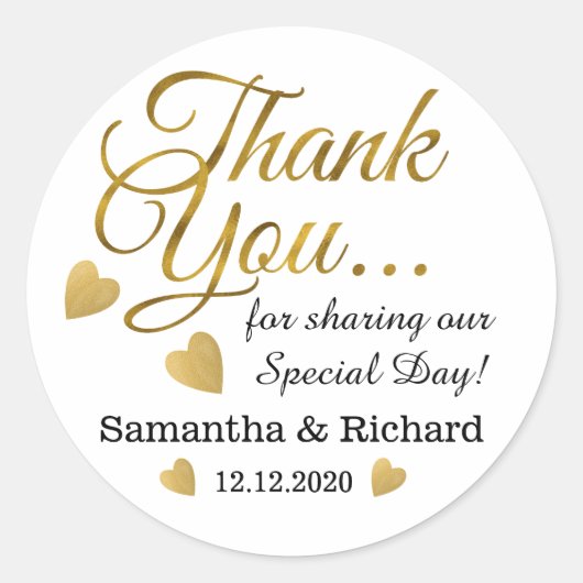 Sticker Rond Merci d'or Favoriser (Devant)