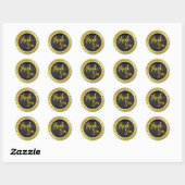 Sticker Rond Merci d'or noir (Feuille)