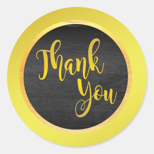 Sticker Rond Merci d'or noir (Devant)