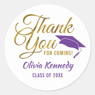 Sticker Rond Merci D'Or Pour La Fête Purple Grad 2025