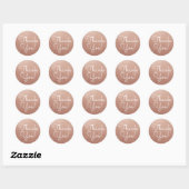 Sticker Rond Merci d'or rose (Feuille)