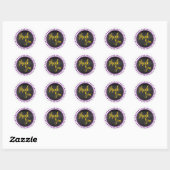 Sticker Rond Merci d'or violet (Feuille)