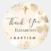 Sticker Rond Merci doré de la parties scintillant de l'eucalypt (Devant)