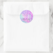 Sticker Rond Merci douce16e Parties scintillant Holographe Drip (Sac)