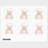 Sticker Rond Merci d'ours en peluche rose (Feuille)