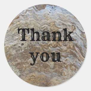 Sticker Rond Merci Driftwood Wave Motif Appréciation