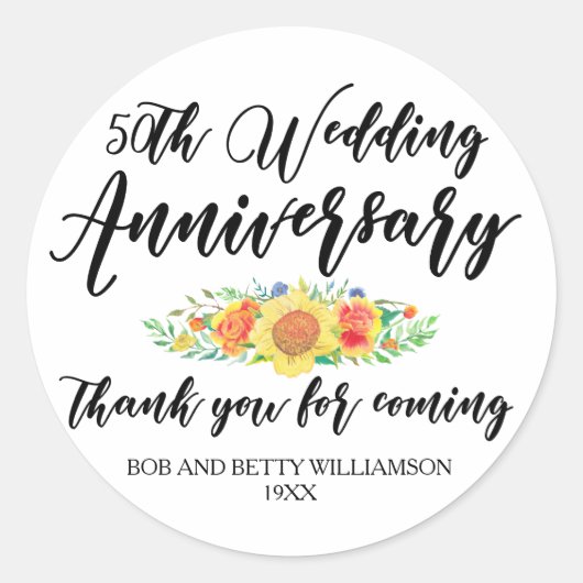 Sticker Rond Merci du 50e anniversaire pour le Sceau de faveur (Devant)