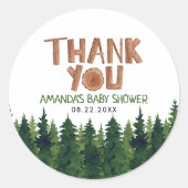 Sticker Rond Merci du Baby shower des bois (Devant)