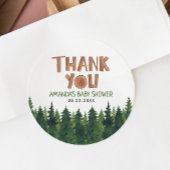 Sticker Rond Merci du Baby shower des bois