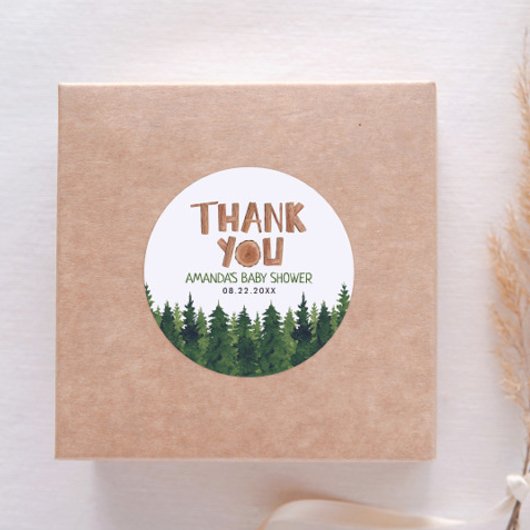 Sticker Rond Merci du Baby shower des bois