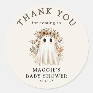 Sticker Rond Merci du Baby shower fantôme de Boho Fall