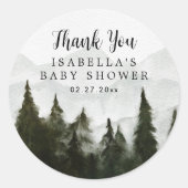 Sticker Rond Merci du Baby shower forestier de Misty (Devant)