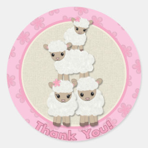 Sticker Rond MERCI du baby shower SDK#4B d'AGNEAU de rêves dou