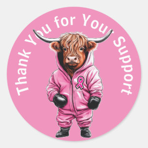 Sticker Rond Merci du cancer du sein rose