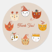 Sticker Rond Merci du chat de fête (Devant)