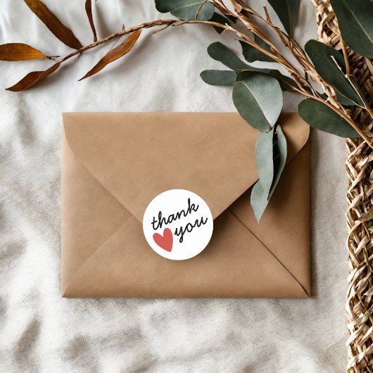 Sticker Rond Merci du coeur rouge