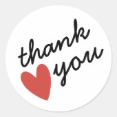 Sticker Rond Merci du coeur rouge (Devant)