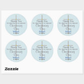 Sticker Rond Merci du fils Christening gris clair (Feuille)