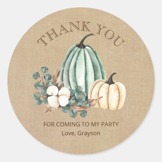 Sticker Rond Merci du Parti d'automne (Devant)