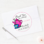 Sticker Rond Merci du Tea Party rose (Enveloppe)
