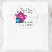 Sticker Rond Merci du Tea Party rose (Sac)