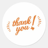 Sticker Rond Merci du Texas, orange (Devant)