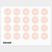 Sticker Rond Merci écrit à la main en script rose blush (Feuille)